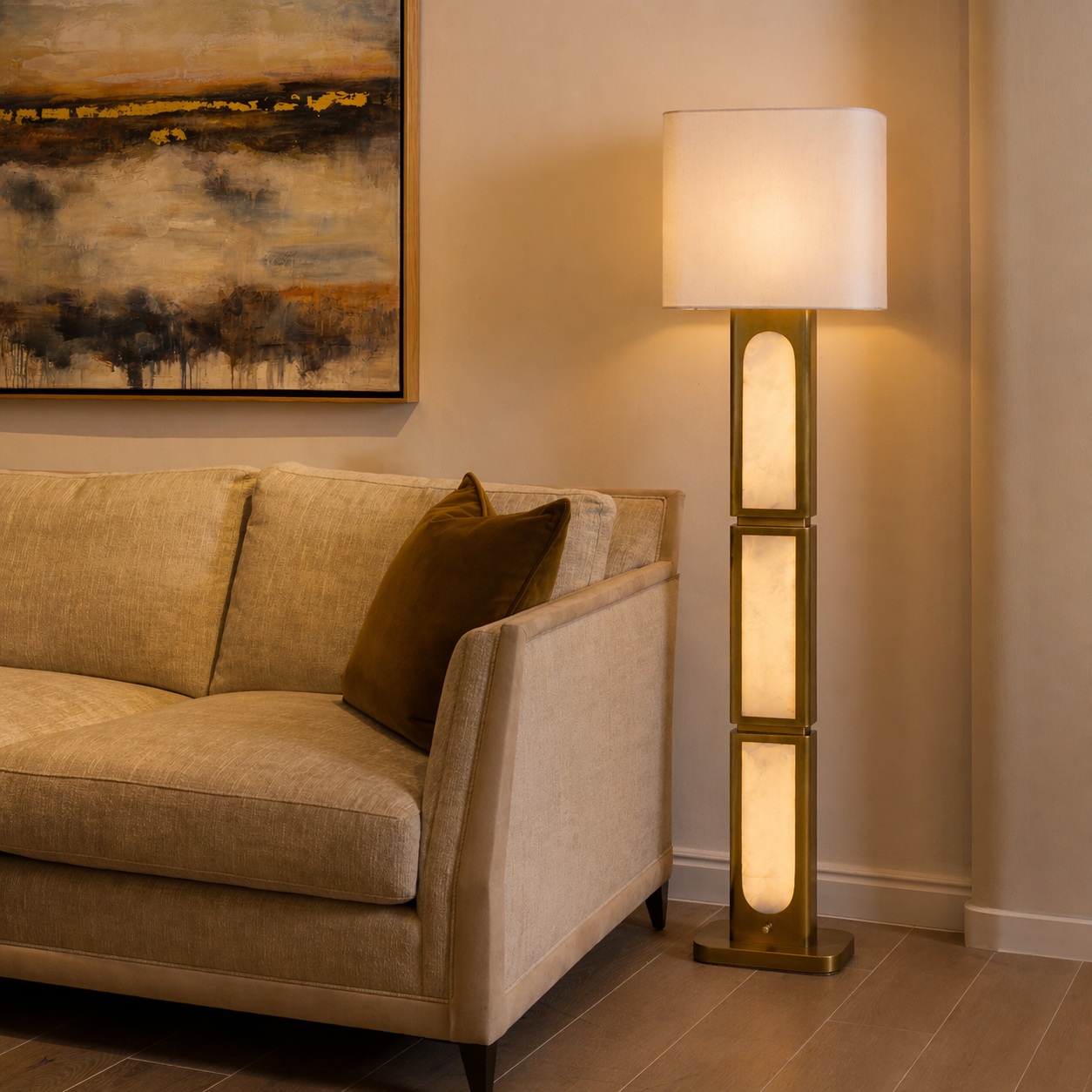 LAMPA PODŁOGOWA MOON ALABASTER